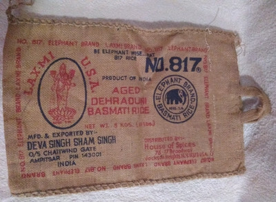 Elephant No.817 Basmati Rice Burlap Bag 11 Pound Jute Sack India Shah Trading