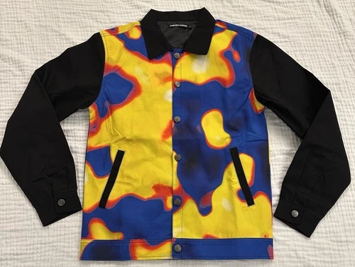 TheoryWear Mens Small Heat Map Graphic Button Jacket Streetwear Multicolor Rare - product listing photo