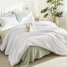 California King Comforter Set White - 3 Pieces Cal King Lightweight Soft Plai...