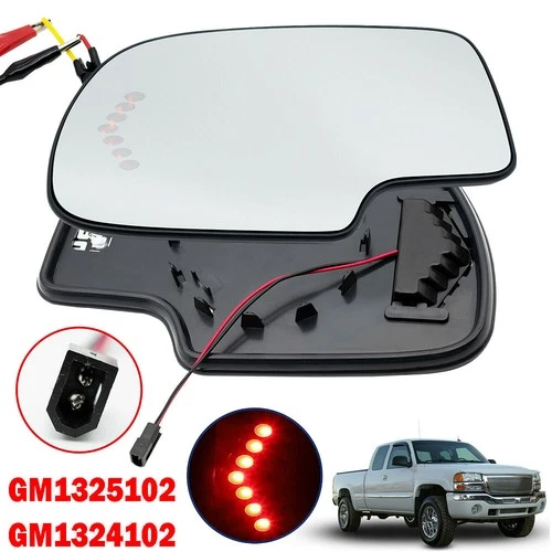 Pair Side Mirror Glass Heated w/ Turn Signal Left & Right for Chevy GMC Cadillac