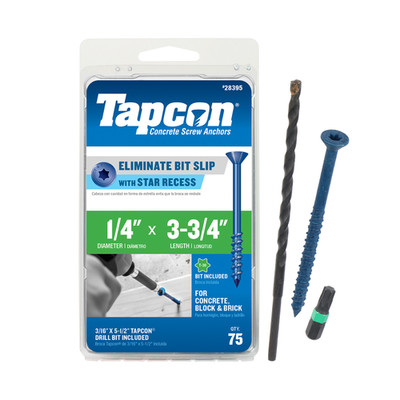 Tapcon 1/4 x 3-3/4 Inch Blue Climaseal  Star Head Concrete Anchors, 75 PCS,
