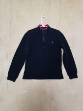 Size:7 Polo Ralph Lauren Quarter Zip Pullover Kids Knit Black Red Trim Boys