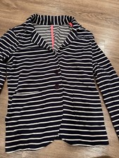 United Colors of Benetton Black White Striped Knit Blazer / Jacket
