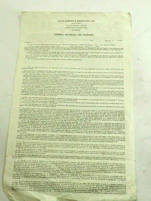 Agency Contract Between David Shapira & Associates & Nick Corea 1995