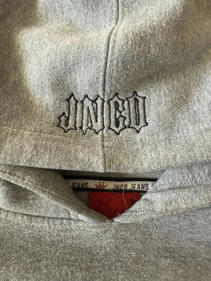 Sudadera con capucha vintage Y2K JNCO Jeans para hombre ropa de skate talla 2XL gris años 2000 Foto 4 de 4
