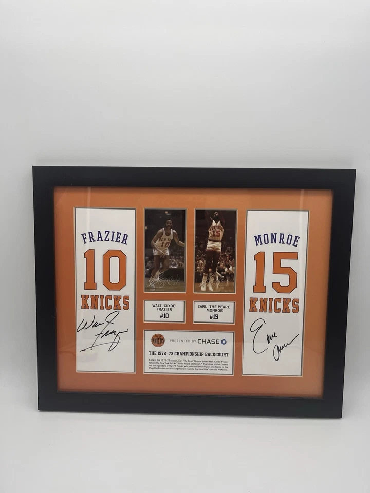Fotografía autografiada firmada por Walt Frazier & Earl Monroe de los New York Knicks enmarcada Foto 2 de 4