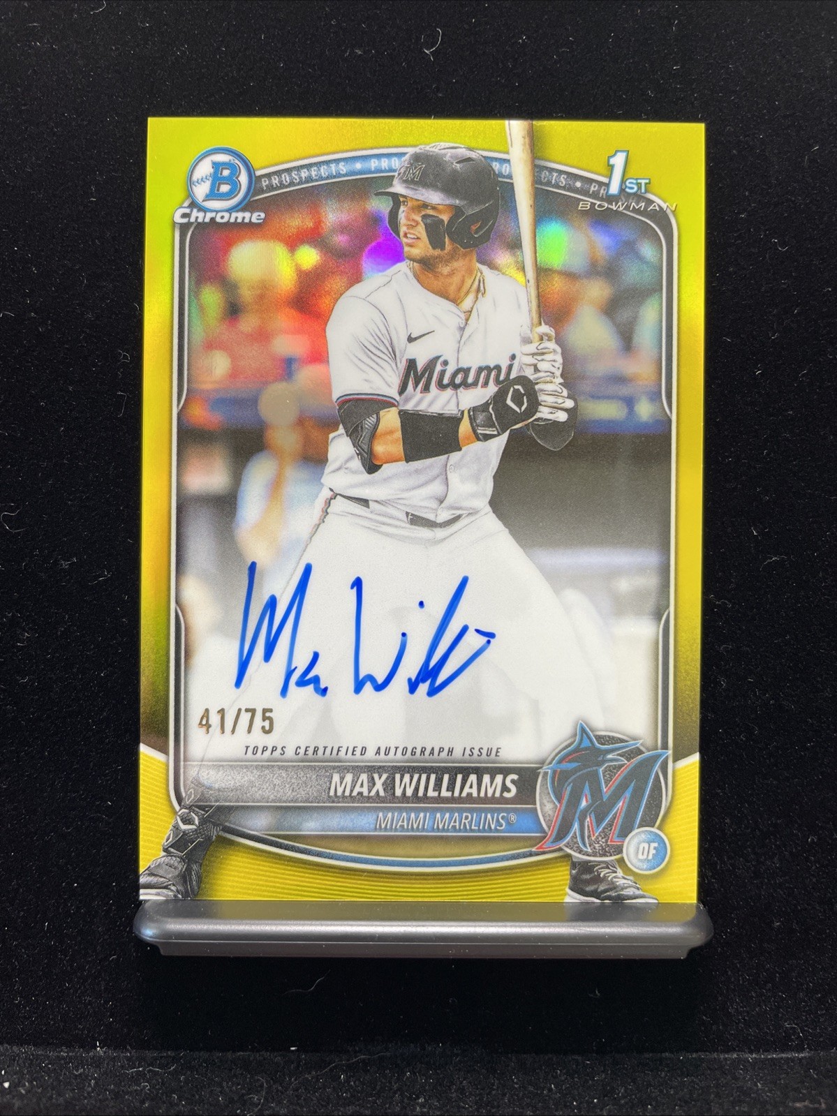 2025 Bowman Draft Chrome Prospect Auto Max Williams CPA-MWI Yellow Refractor /75