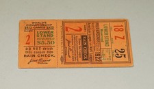 ORIGINAL 1922 WORLD SERIES YANKEES VS. GIANTS GAME 2 BASEBALL TICKET STUB (TIE)