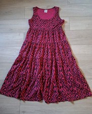 Being Casual Black & Pink Geometric Print Midi Dress Tiered Holiday Boho UK12