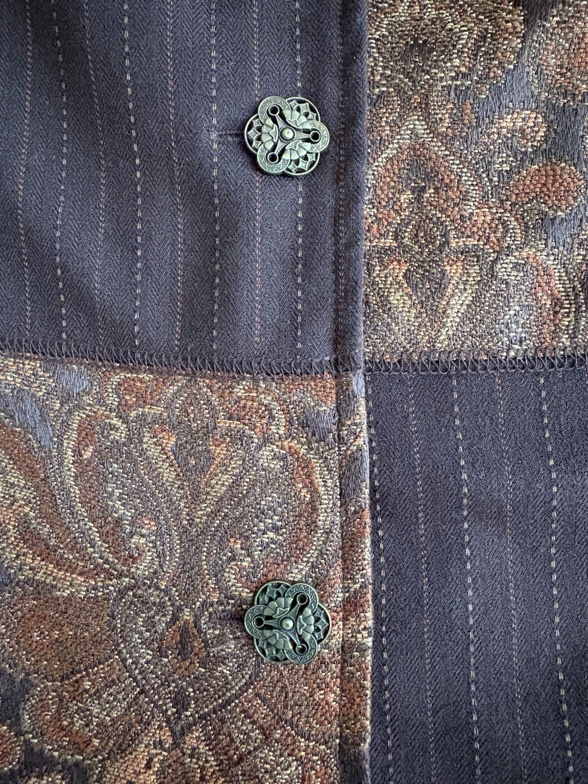 Notations Woman Patchwork Tapestry Button Up Shir… - image 5