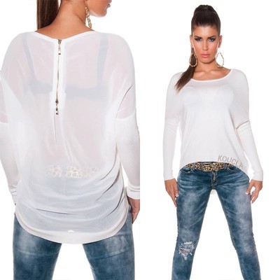 KouCla High Low Chiffon Blouse - Cream