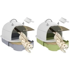 PawHut Cat Litter Box, Covered Kitty Litter Box with Lid, Scoop