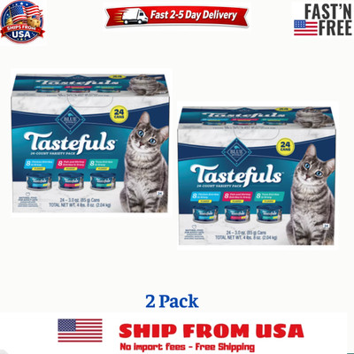 Blue Buffalo Tastefuls Flaked Wet Cat Food 5.5 oz 48 Cans Tuna Chicken Fish Vari