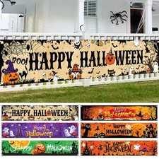 Happy Halloween Banner Pumpkin Bat Outdoor Party Home Wall Backdrop Decor