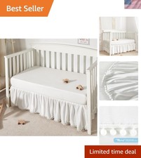 Machine Washable Ruffled Bed Skirt for Cribs - Solid White, 28"x52", 14" Drop