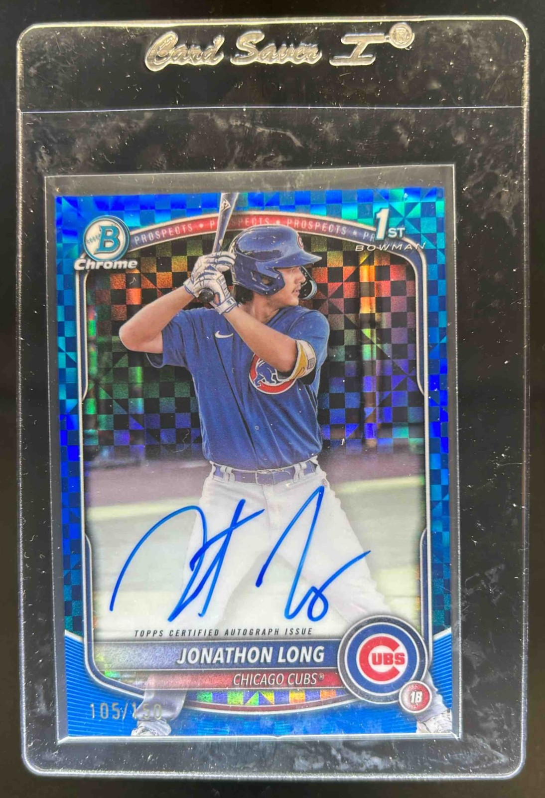 2025 Bowman Jonathon Long Chrome Auto Refractor Blue X-Fractor 1st Prospect /150