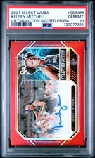 2024 Select WNBA Kelsey Mitchell Red Prizm /99 Auto Courtside Action PSA 10