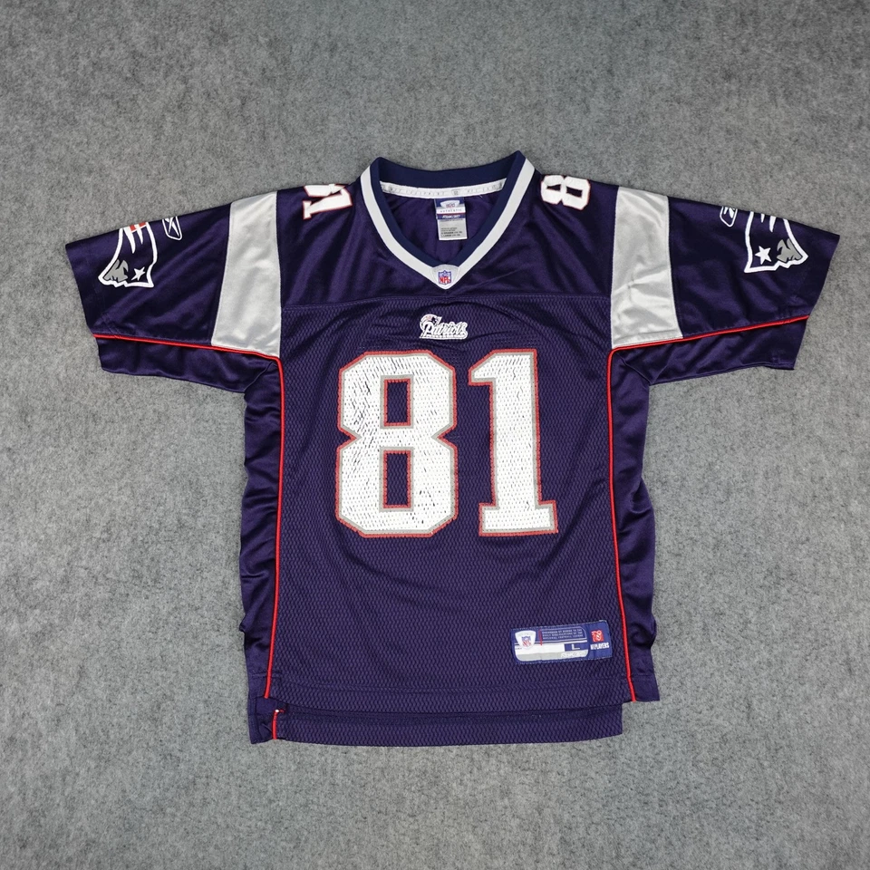 Vintage New England Patriots Jersey Youth Large Randy Moss NFL Football Reebok - Image 2 of 4