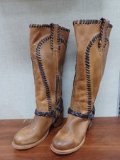 Pre-Owned Free Bird Clover Cowgirl 2.5" Heeled Boots-Tan/Brown Women Size 8 US