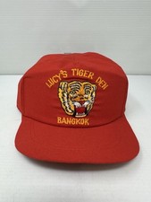 Rare Vintage Lucy s Tiger Den Bangkok Hat Red Strap back Thailand Adjustable 80s