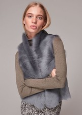 Whistles Toscana 100% Sheepskin Short Gilet XS Grey