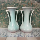 Pair 9.25" Matte Blue Nelson McCoy Double Handle Vases