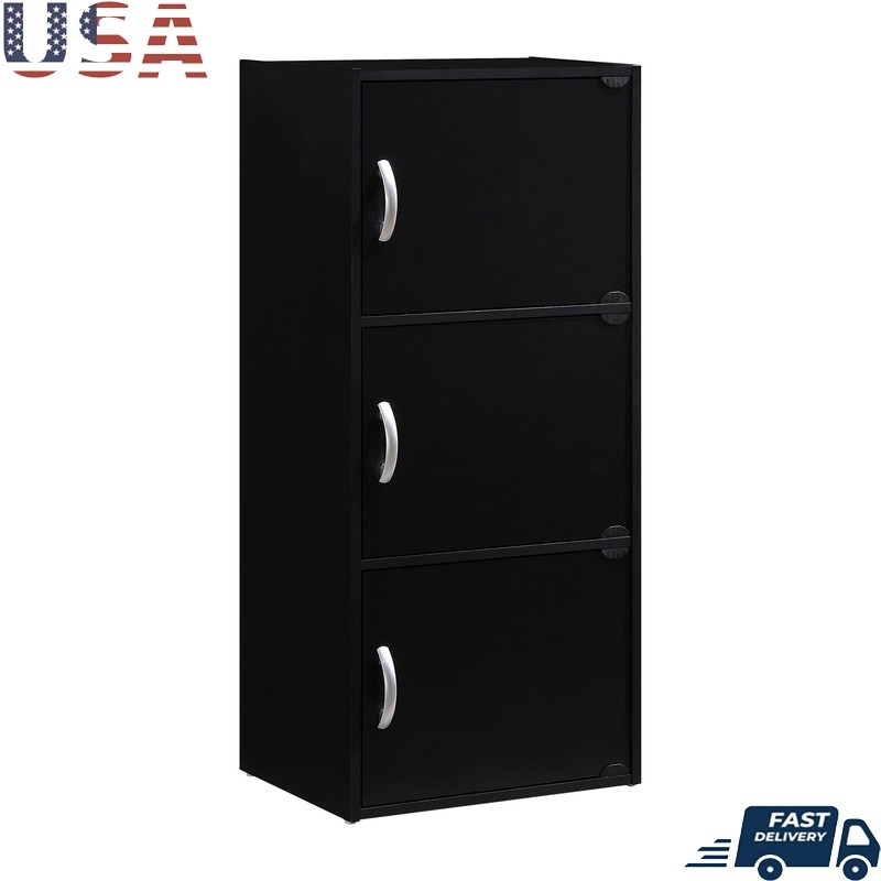 3-Door 3-Shelf Storage Cabinet for Home Office Kids Room Organizer