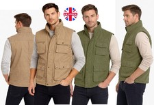 Mens Bodywarmer Padded Gilet Waistcoat Utility Vest Safari Outdoor Fishing NEW