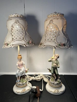 Lennile Ardelt Boy and Girl Porcelain Lamps Pair - Image 1 of 4