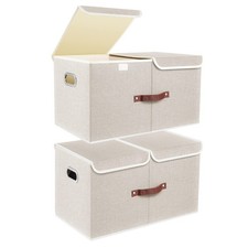 Extra Large Collapsible Storage Bins with Lids and Compartments, Washable, Fa...