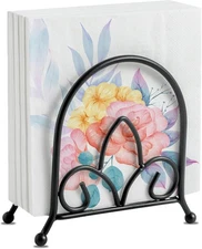 Upright Napkin Holder for Tables, Modern Metal Black Paper Napkin Holders for Ki