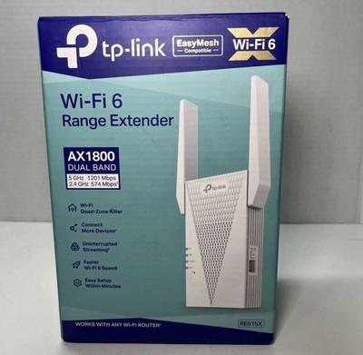 TP-Link AX1800 Dual Band Wi-Fi 6 Range Extender | 5 GHz 1201 Mbps | RE615X
