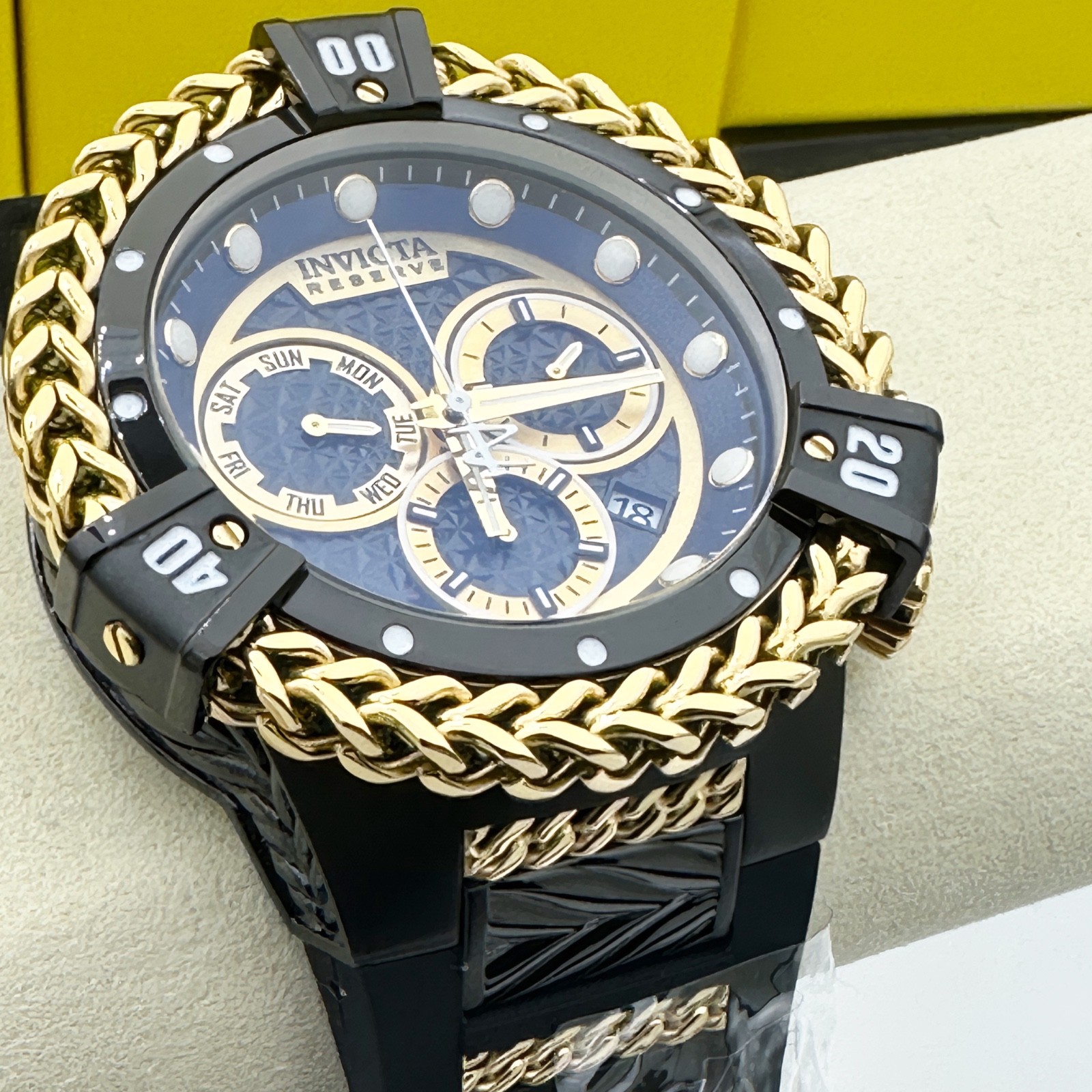 Invicta Bolt Hercules Reserve Men's 56mm Swiss Gold Tone Strap Chronograph Watch