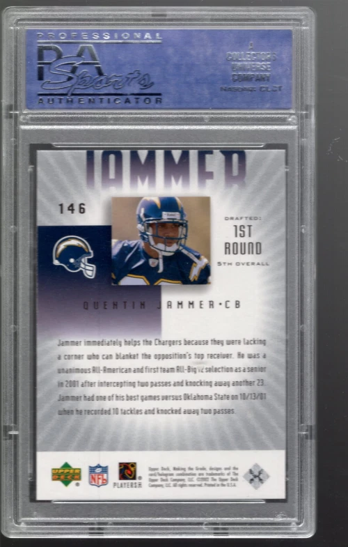 SLA113- 2002 UD Graded #146 Quentin Jammer P RC /700 - PSA Mint (9) - Image 2 of 2