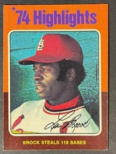 VINTAGE 1975 Topps - '74 HIGHLIGHTS (BROCK STEALS 118 BASES) # 2 -▶HOF !!!◀- NM
