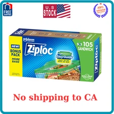 Ziploc Sandwich and Snack Bags with EasyGuide Texture, 105 Bags Total