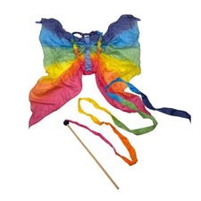 Sarah's Silks Rainbow Flying Fairy Wings  Streamer Wand Dress Up Costume Set