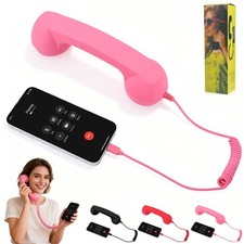 Retro Phone Handset, 2026 New Retro Style Type-C Phone Handset,Vintage Pink
