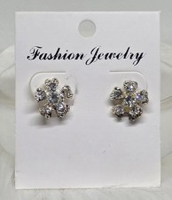 Blooming Flower Silver CZ Stud Fashion Earrings