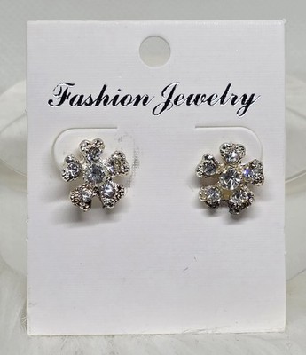 Blooming Flower Silver & CZ Stud Fashion Earrings