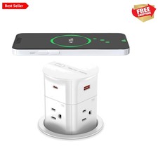 3.15" Pop Up Countertop Outlet with 15W Wireless Charger,Max 20W Power Delive...