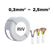 2 adrig Kupfer PVC Mantelleitung Elektro Strom Kabel Draht Feuchtraum 0,3~2,5mm2