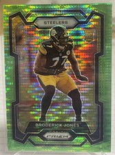 2023 Prizm #385 Broderick Jones Neon Green Pulsar Pittsburgh Steelers Rookie