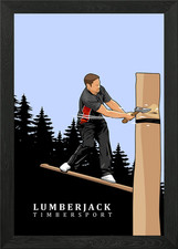 Holzfäller Holz Sport gerahmtes Wandbild Poster Leinwanddruck Bild