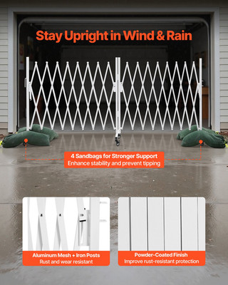 Expandable Safety Barrier 18FT Double Barricade w/ Locking Casters