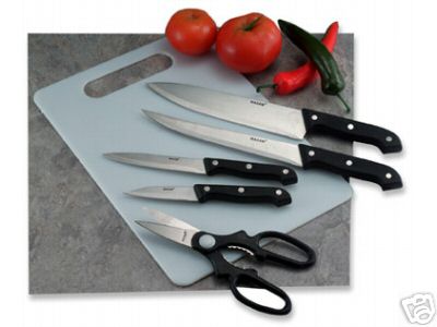 Maxam 5-Piece Cutlery Set with Cutting Board, Brand New
