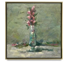 Hungryartist -Original Painting of Still-Life Flowers on Canvas 25x25 Framed