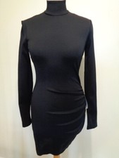 DOLCE & GABBANA BRAND NEW BLACK DRESS WITH HIGH NECK AND RUCHED DETAIL - SIZE 6