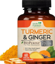 Turmeric Curcumin 2600 mg High Absorption Extra Strength Vegan Capsule 60 Ct   