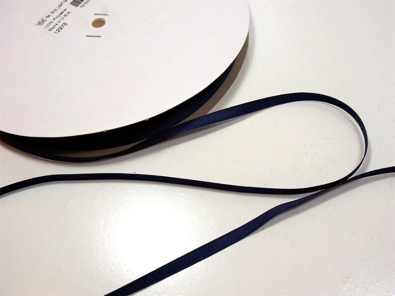 Light Navy Blue Grosgrain Ribbon 1/4 inch wide x 10 yards Schiff Polyester B51 - Image 2 of 4